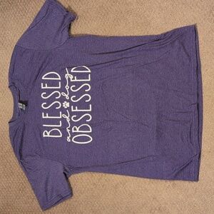 Gildan Softstyle Dog Mom "Blessed And Dog Obsessed" Purple TShirt NWOT